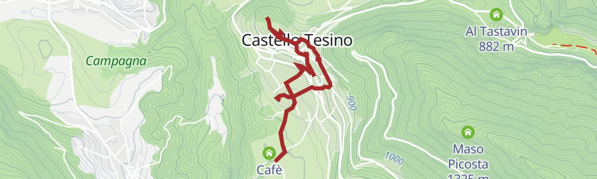 Route map: Walk- the historical city centre of Castello Tesino